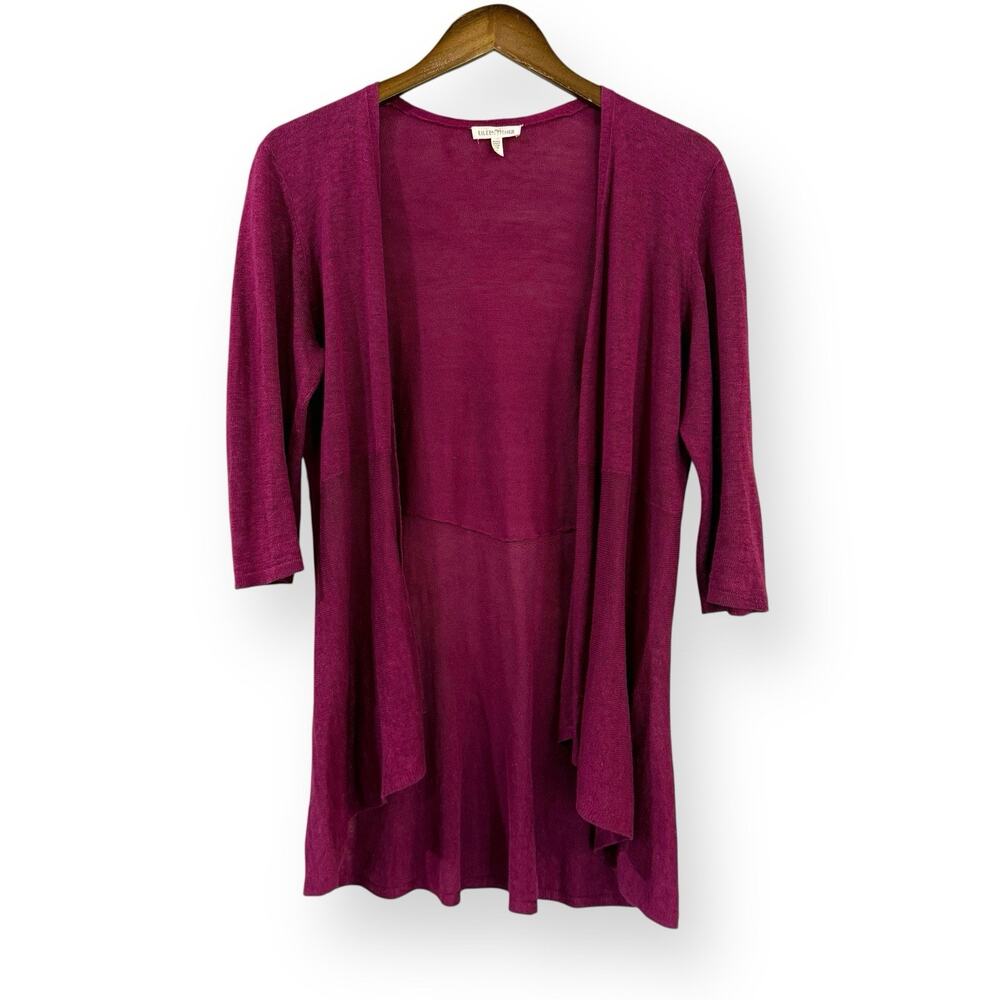 Eileen Fisher Linen Silk Cardigan S Magenta Pink Lagenlook Coastal Minimalist